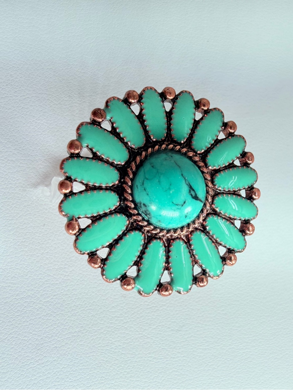Turquoise Floral Cluster Statement Ring - Unbranded